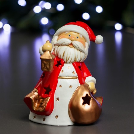 Figure with backlight "Santa Claus with a bag" 11x12x16cm