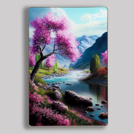 Acrylic painting "Sakura Summer Morning" 60x39.5 cm