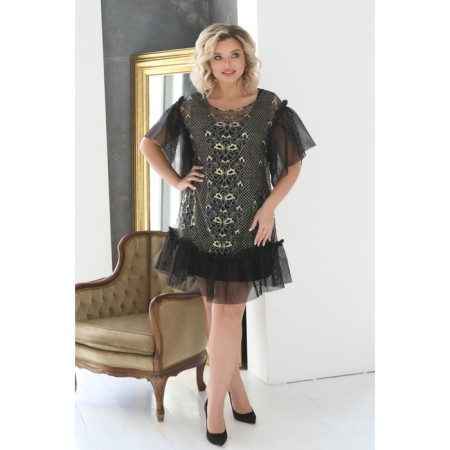 Women's dress, size 56, black color, gold