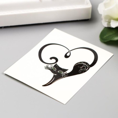 Tattoo on the body "Black Cat" 5.3x6.3 cm-2