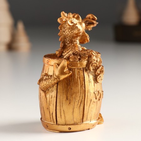 Polystone souvenir "Bronze Dragon in a barrel with coins" MIX 6.1x4.8x9 cm-2
