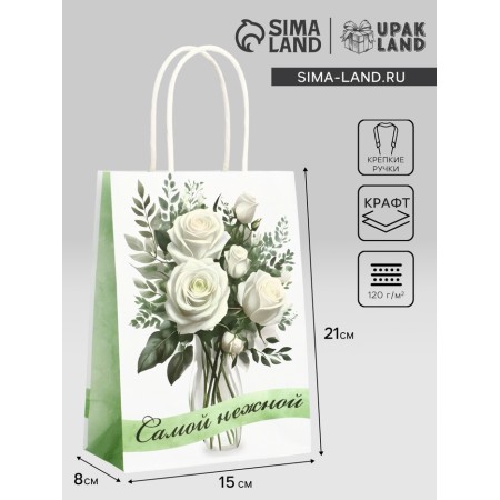 Package Gift craft "The most tender" 15 x 8 x 21 cm