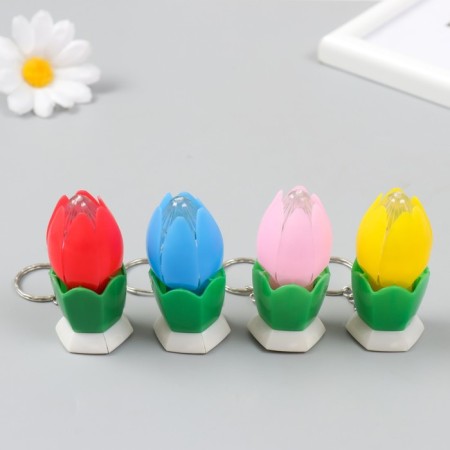 Flashlight light on the ring "blossomed flower" shines mix 3x3x6 cm