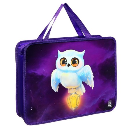 A4 notebook folder on zipper plastic 75mm 330 x 260 PM-A4-26 virgins “September 1: owl”-1