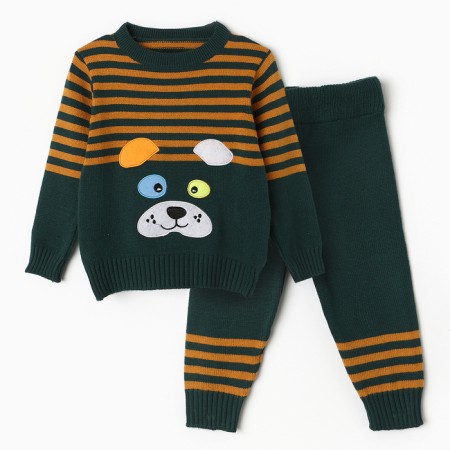 Knitted kit for children (jumper, trousers), green color, height 86