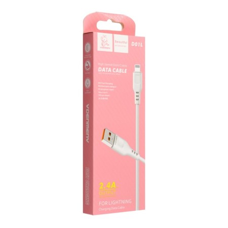 D -01L cable, Lightning - USB, 2.4 A, 1 m, white-3