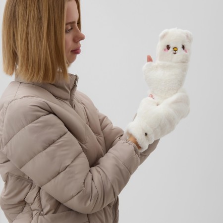Mittens teenage minku bear 24 cm white color-2