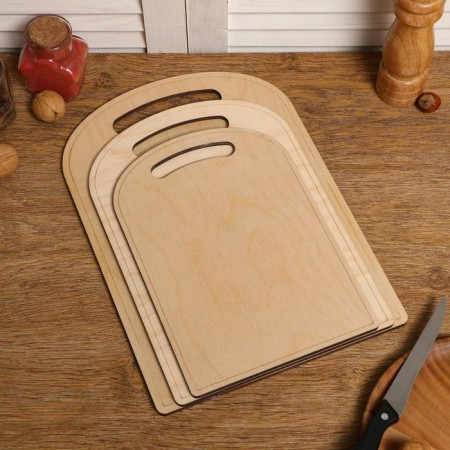 A set of boards of cutting double -sided, cylinder, neckline, 3 pieces