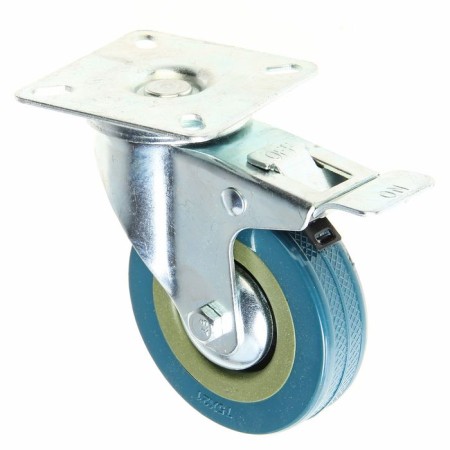 Furniture wheel, d = 75 mm, on the site, with a foot, with a latch, gray
