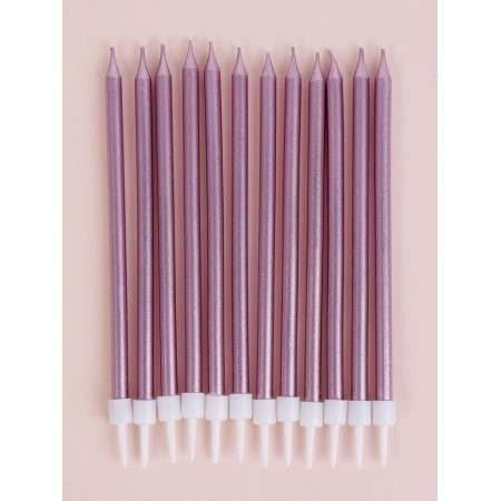Candles for the cake "Royce", 12 pcs, pink metallic-1