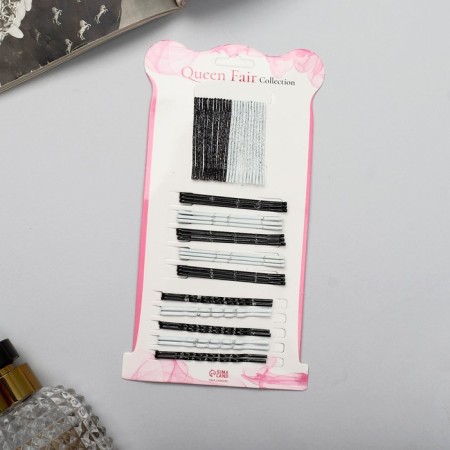 Invisibility for hair "Fermino" (set 50 pcs) 5 cm and 6 cm, black white
