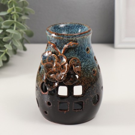 Aroma lamp ceramics "Field flower" brown 9x9.5x13.5 cm