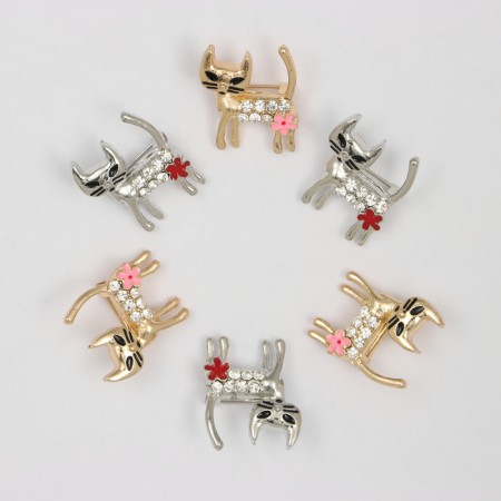 Brooch "Kithe" with a flower, color mix (indivisible packing 12 pcs., Price per pcs.)-3