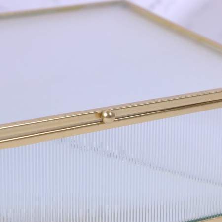 Organizer for storage "Ripples", with a lid, glass, with a mirror -bottom, 1 section, 20 × 16 × 6.5 cm, the color is transparent/copper-7