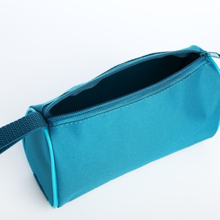 Cosmetic bag with zipper, turquoise color-2