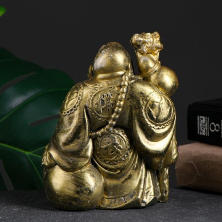 Figure "God Hotya No. 1 with a bag and staff" gold, 16x14x10cm-2