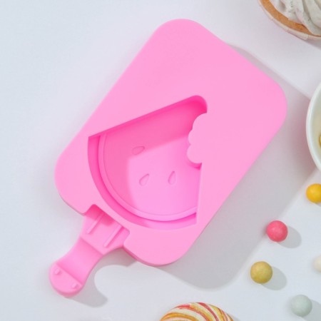Form for ice cream Daulay "watermelon lobe", silicone, 14 × 7.5 × 2.5 cm, pink color-1