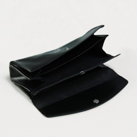 Women's wallet on the button, black color-3