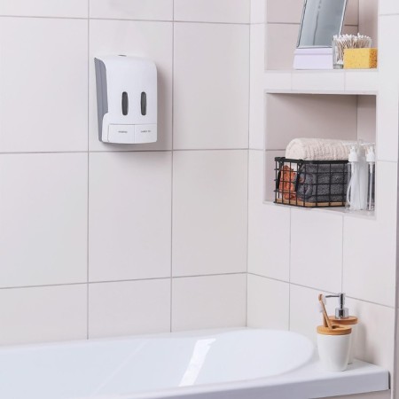 The dispenser for an antiseptic or liquid soap is mechanical, double, 1000 ml, plastic-6