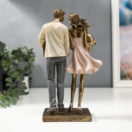 Polystone souvenir "Fighting a couple with hearts" 25.5x8.5x15 cm-3