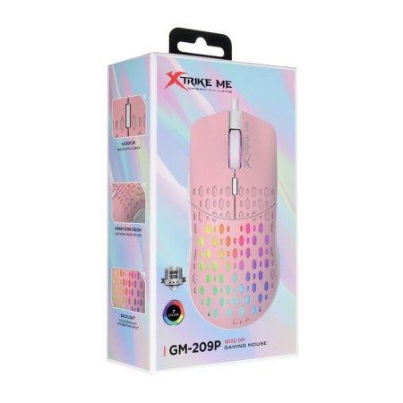 Mouse XTRIKE ME GM-209P, game, wired, backlight, 8000 dpi, USB, 1.5 m, pink-6