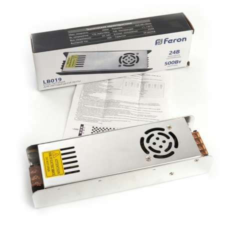 Electronic transformer for 24 W LED tape, Feron, LB019, 20A, 500 W-3