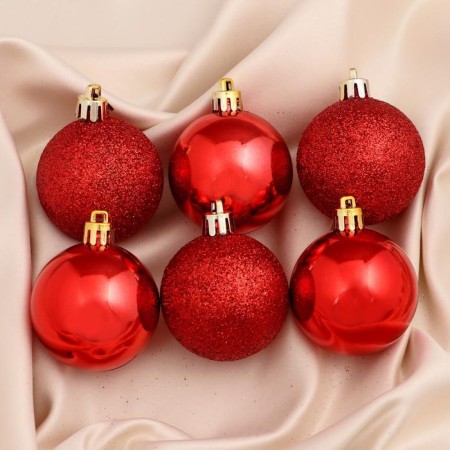 Set of balls plastic D-5 cm, 12 pcs "glossy shine" red
