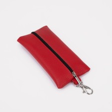 Key of zipper, length 15 cm, ring, carbine, red color