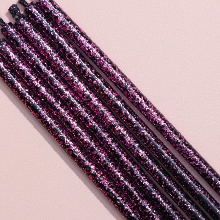 A set of candles in the cake, 6 pieces "Shine", pink with black, 17 cm-2