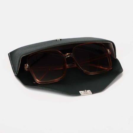 Case for glasses on the button, the color is dark green-3