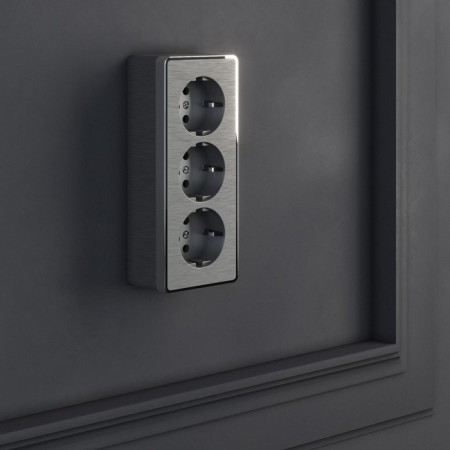 The w5073104 socket is triple with grounding and curtains, graphite rifted-1