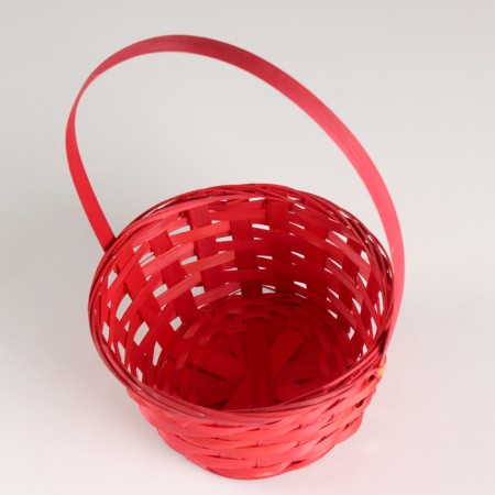 Wicker basket, d16x10xh32cm, red, bamboo-2