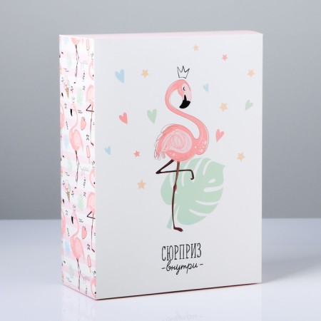 Gift folding box, packaging, Flamingo, 22 x 30 x 10 cm-1