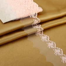 Lace on a grid, 65 mm × 9 ± 0.5 m, pink color