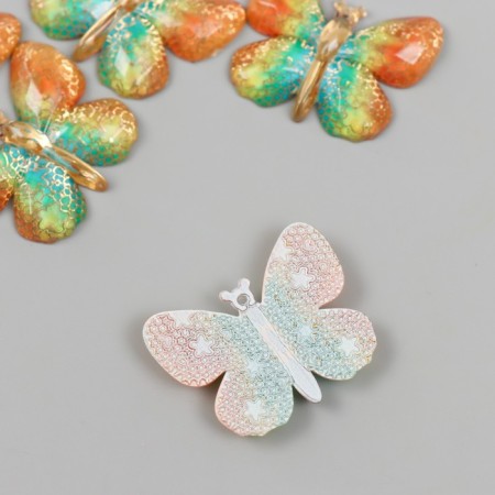 Decor for creativity plastic "Butterfly with a gold net" 2.5x3.1 cm-1