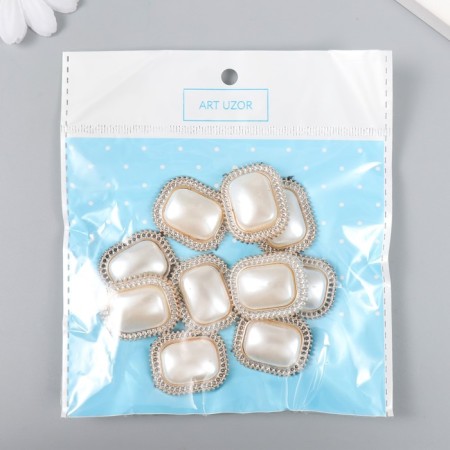 Decor for creativity plastic "Pearl rectangle" set of 10 pcs 2.3x2.8 cm-3