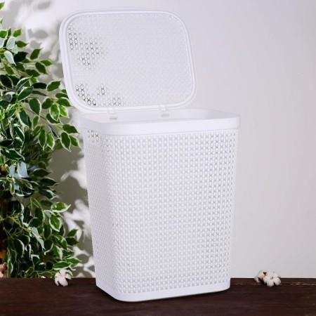 Besnaya basket with a pirula lid, 55 l, 42 × 34 × 54 cm, white color-9