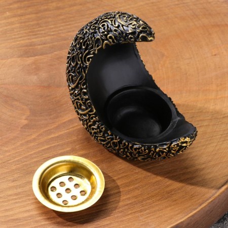 Steam for incense powder and cones "crescent", black, 10x10.5 cm-2
