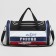 Sports bag with lightning, external pocket, long belt, black color/Tricolor