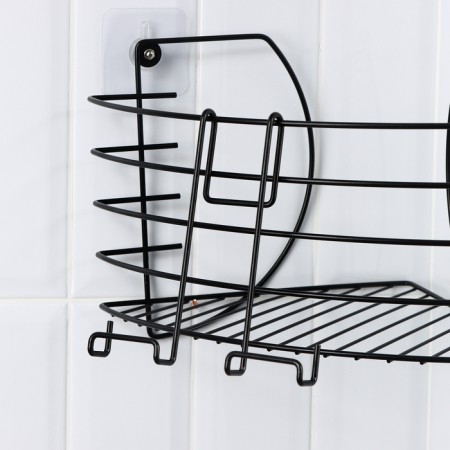 Corner shelf with a phone holder, 22.5 × 22.5 × 20.5 cm, black color-2