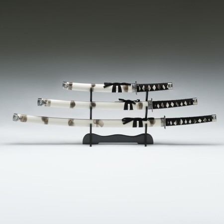 Suv. Product Katana 3V1 on a stand, scabbard wood, white smoke gloss 51/77/104cm-1