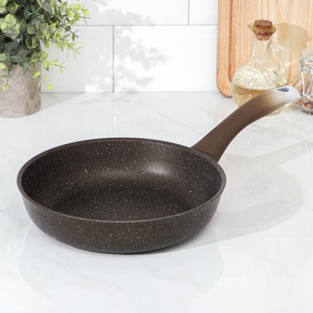 Pan, d = 22 cm, plastic handle, anti -stick coating, color coffee marble