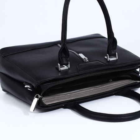Lightning tout bag, external pocket, long belt, black color-6