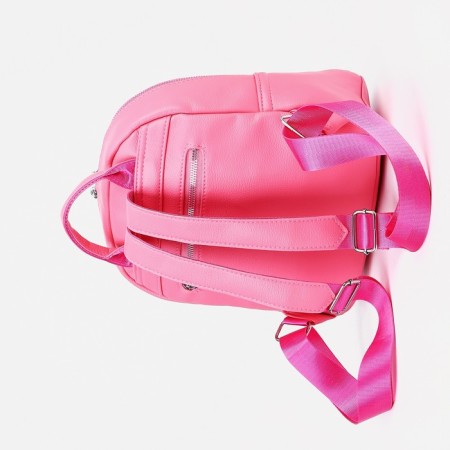 A backpack with a zipper, 4 external pockets, pink color-2