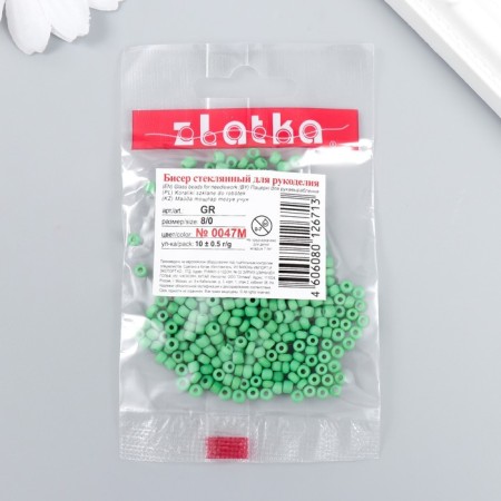 Beads "Zlatka" 08/0, 3 mm, 10 g 0047M Green-2