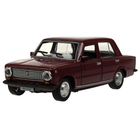 Metal machine "VAZ -2101", retro - model "Kopeyka", doors, trunk, inertia, 12 cm, purple open-1