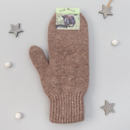 Women's mittens from Mongolian wool, brown color, size 17-19 (6.5-7.5)-2