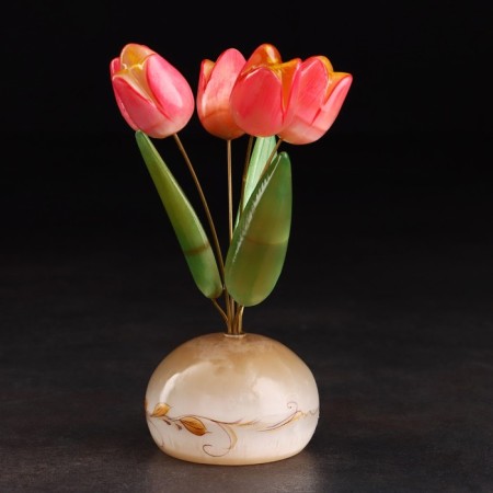 Souvenir "Vase Tulip", 5 flowers, selenite, small, selenite-2