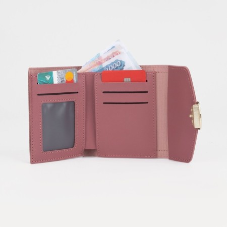 Women's wallet on the button, powder color-3