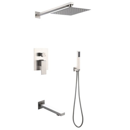 The shower system "RMS" SUS129-2S, built-in, tropical shower, stainless steel, satin